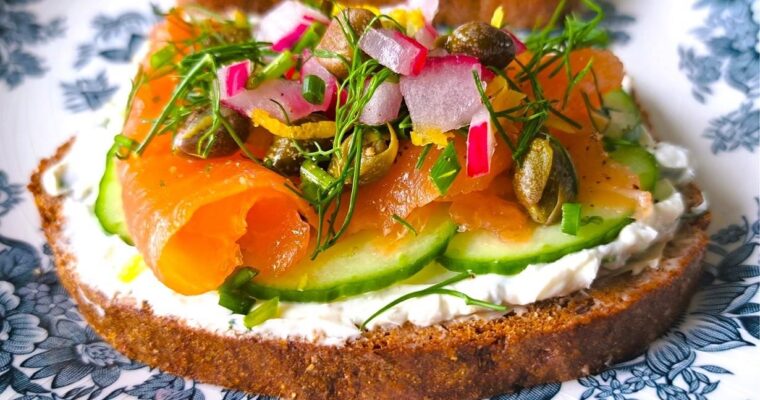 Smoked Salmon Smørrebrød (Scandinavian open sandwich)