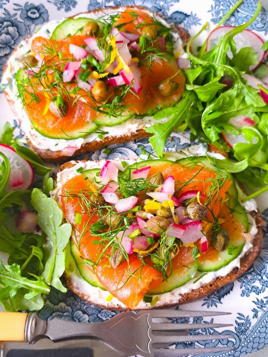 Smoked Salmon Smørrebrød Scandinavian-style open sandwich