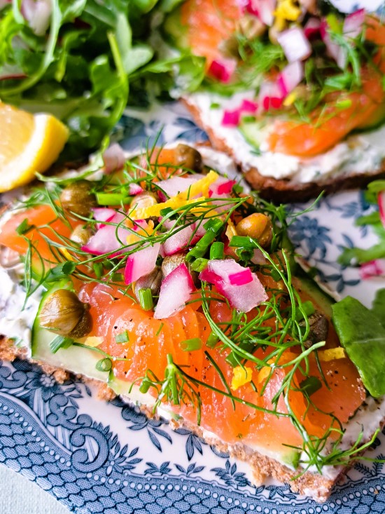 Smoked Salmon Smørrebrød Scandinavian-style open sandwich