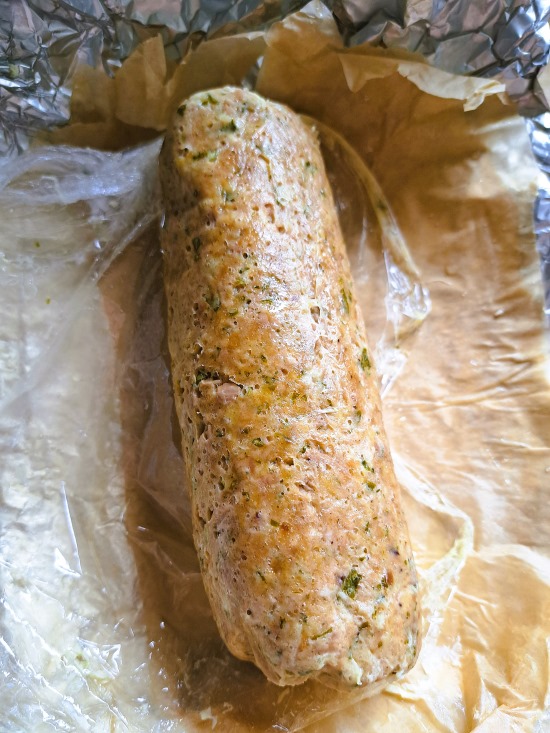 unwrapping Italian Tuna Loaf or polpettone di tonno