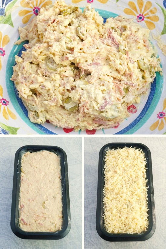 steps 5 - 7 making Ham, Olive & Cheese Quick Bread