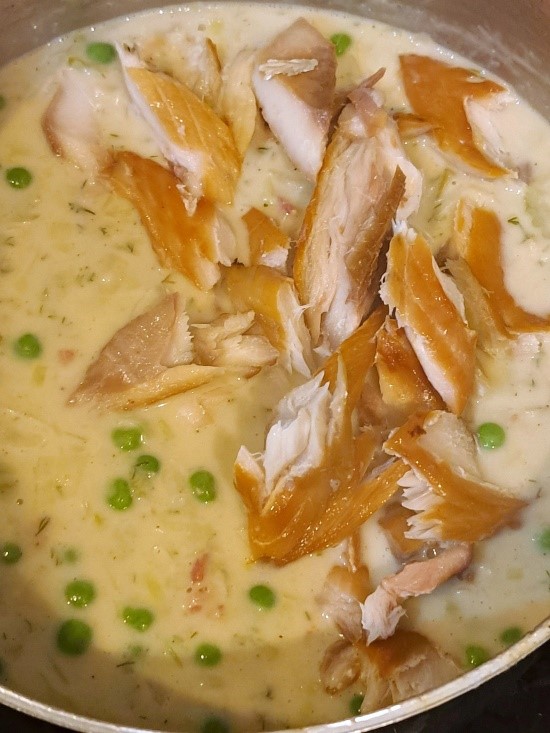 making Smoked Mackerel Chowder