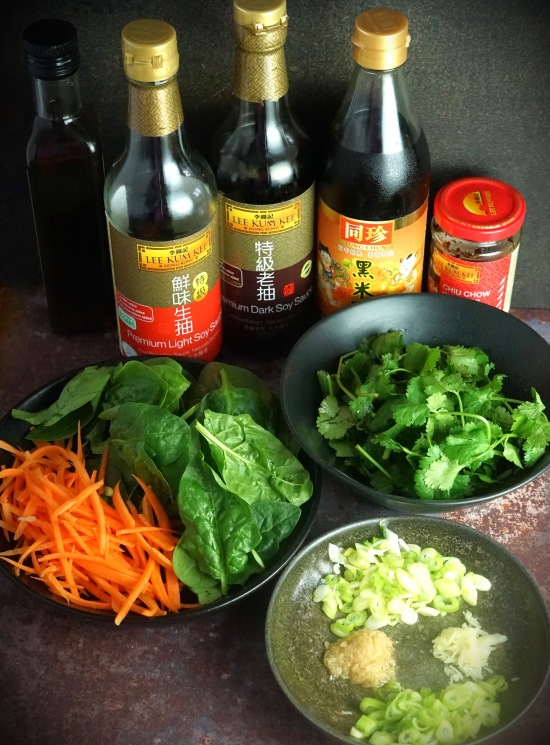 selected ingredients for Quick Dumpling Soup