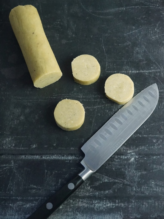 cutting dough for Stilton Shortbread Biscuits