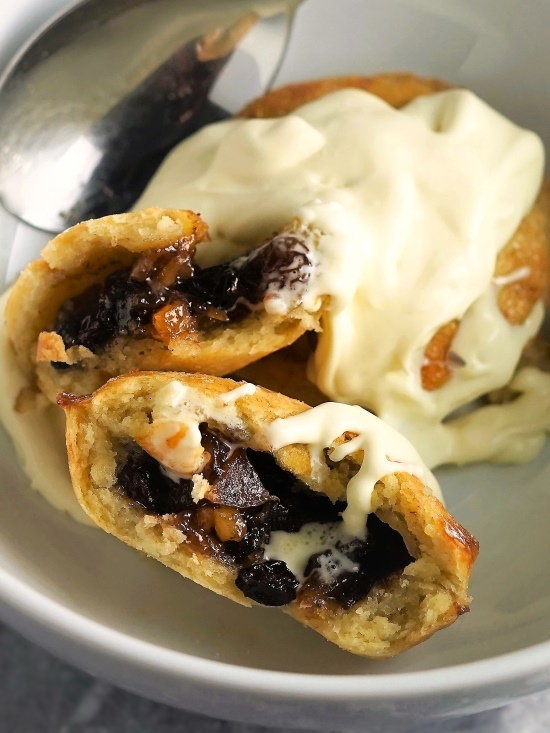 Traditional Mince Pies served with cream