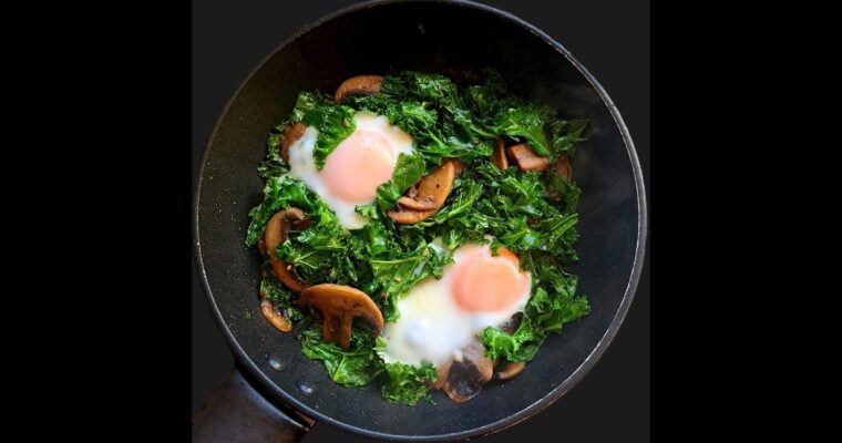 Baked Eggs with Mushrooms & Kale