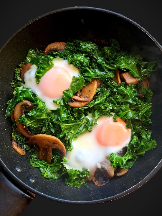 Baked Eggs with Mushrooms & Kale