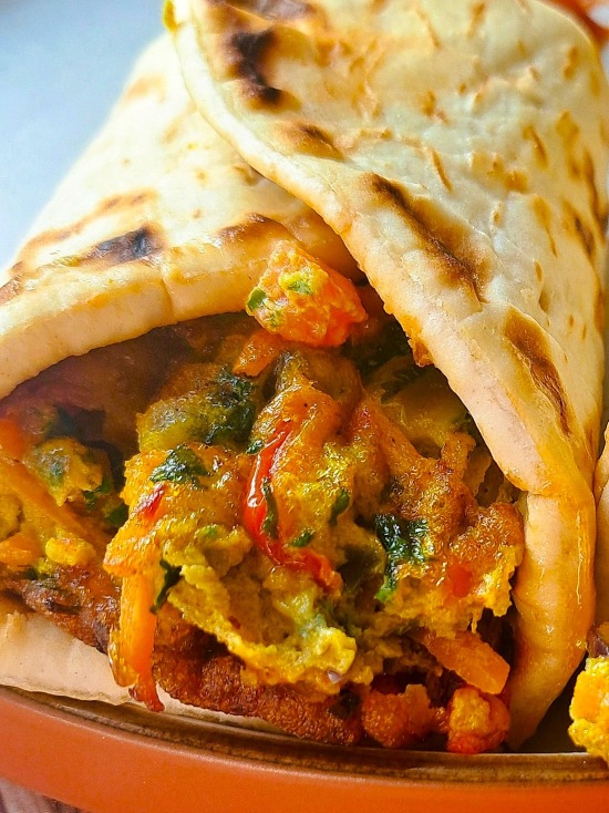 Vegetable Masala Omelette in flatbread