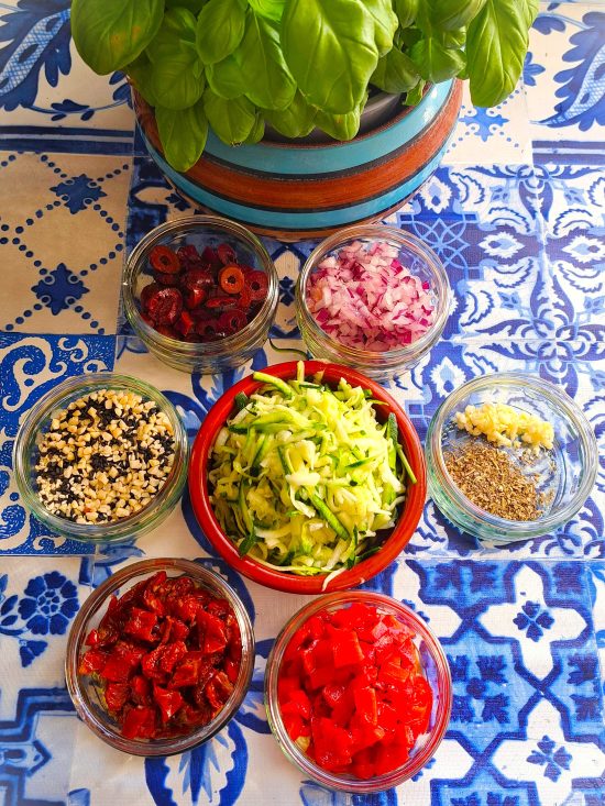 ingredients for Savoury Mediterranean Quick Bread