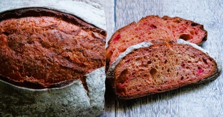 Beetroot Bread (no knead overnight recipe)