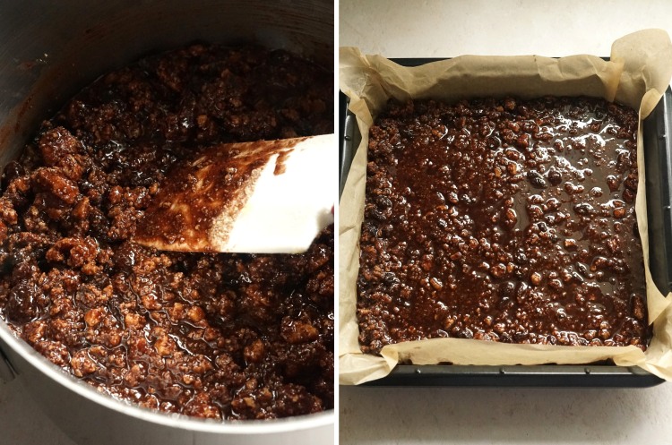 making the base for Chocolate Tiffin