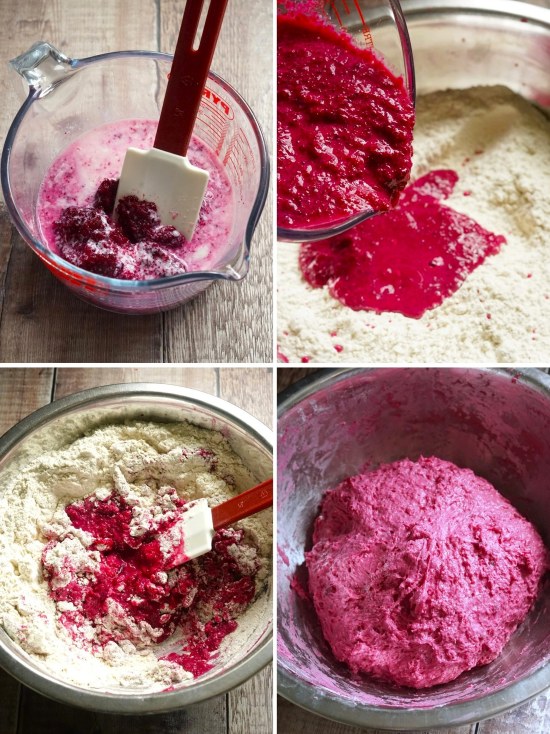 making the dough for Beetroot Bread