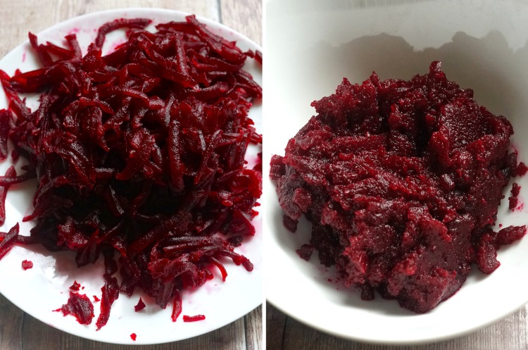 preparing beetroot for Beetroot Bread