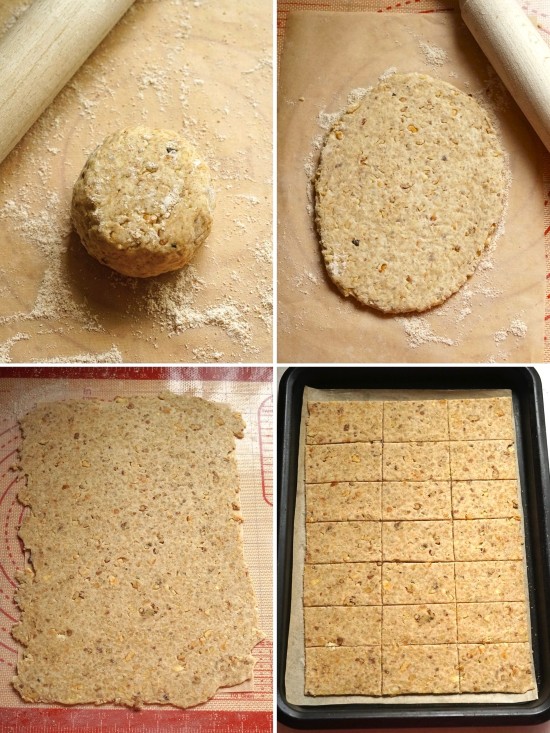 rolling and cutting out dough for Easy Homemade Nut Crackers