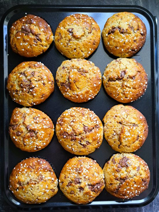 just baked Banana & Chocolate Muffins