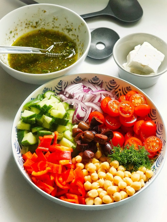 ingredients for Mediterranean Chickpea Salad