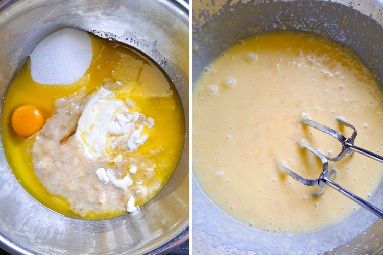 making Banana & Chocolate Muffins