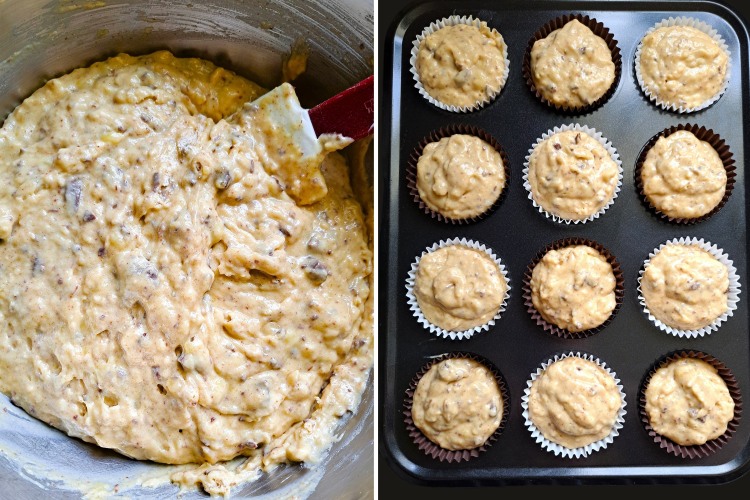 making Banana & Chocolate Muffins