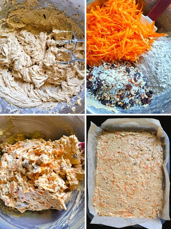 making the batter for Carrot Cake Traybake