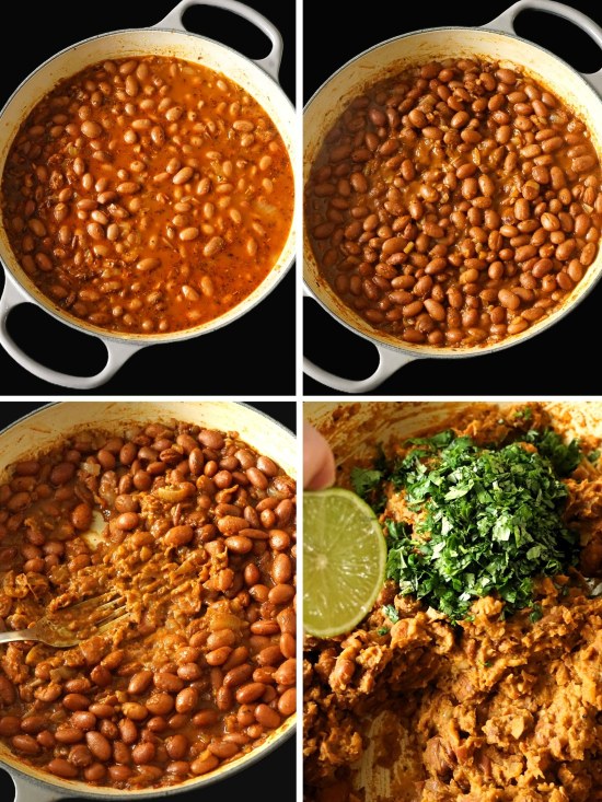 making Refried Beans or frijoles refritos