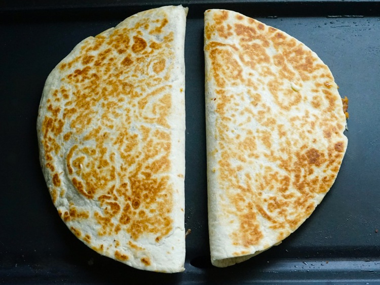 cooking Refried Bean Quesadillas