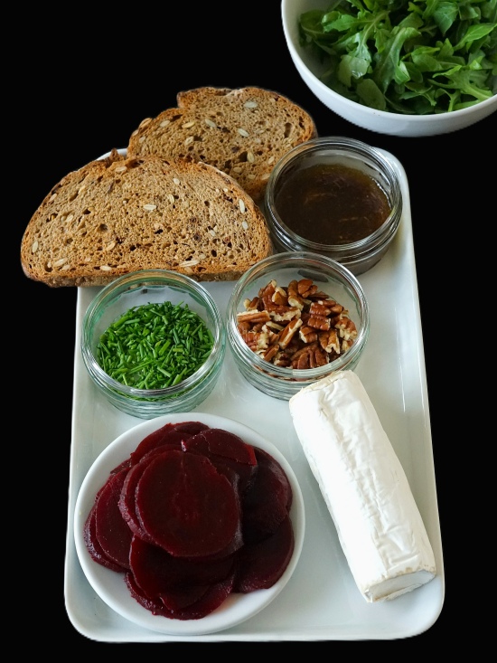 ingredients for Beetroot and Goat Cheese Toasts