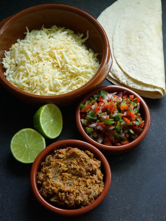 ingredients for Refried Bean Quesadillas