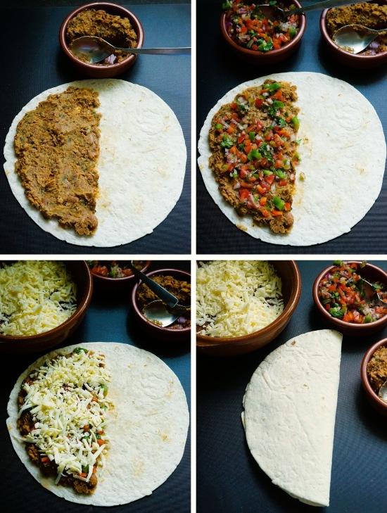 making Refried Bean Quesadillas