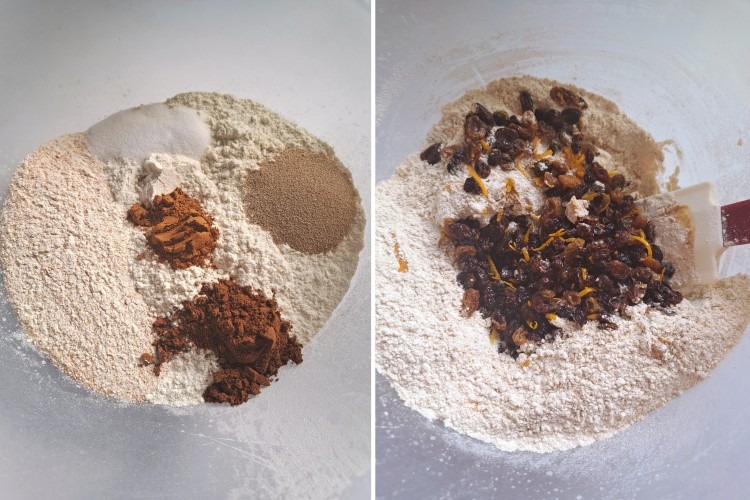 making dough for Spiced Fruit Bread