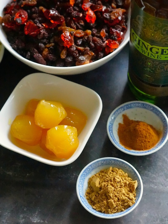 selected ingredients for Ginger Christmas Mincemeat