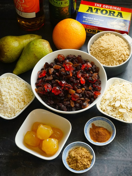 ingredients for Ginger Christmas Mincemeat