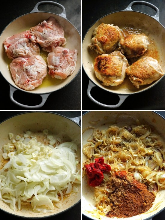 making Chicken with Olives, Lemon and Chickpeas