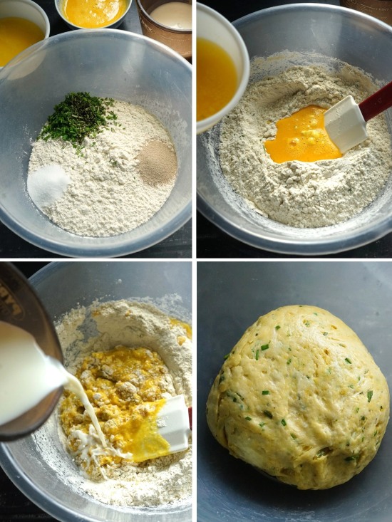 making dough for Braided Plaited Herb Bread