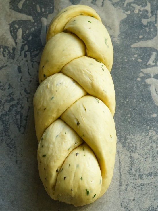 start of prove Braided Plaited Herb Bread