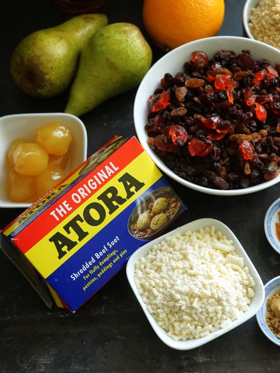 selected ingredients for Ginger Christmas Mincemeat