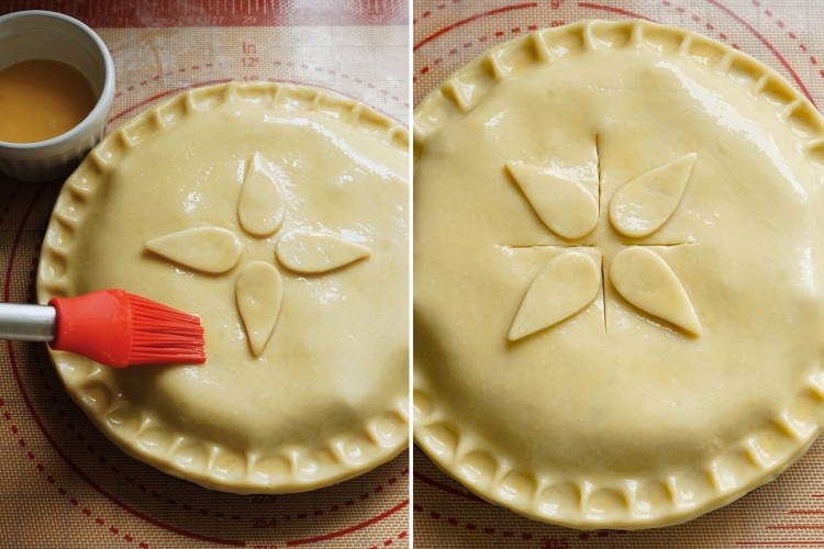 glazing Potato, Cheese and Onion Plate Pie
