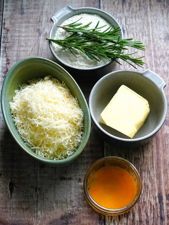 ingredients for Parmesan and Rosemary Shortbreads