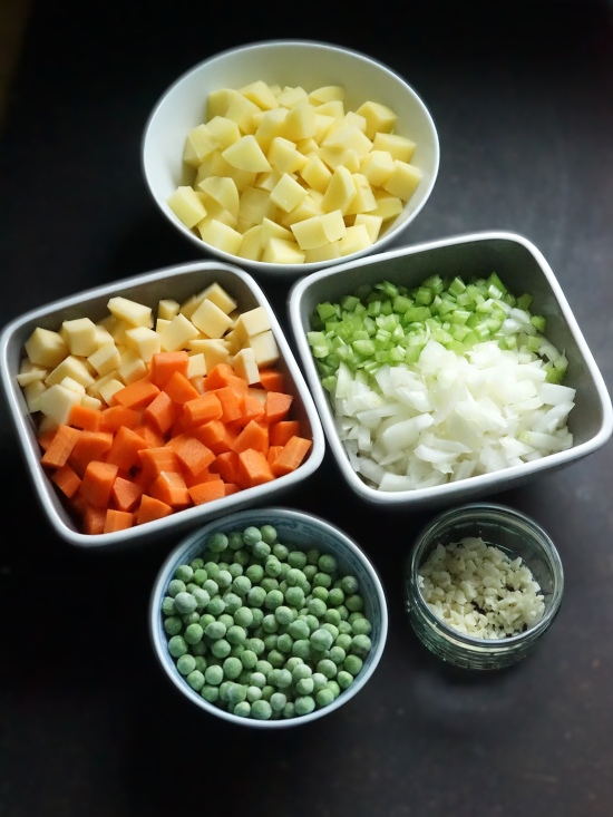 prepared vegetables for Beef and Vegetable Soup
