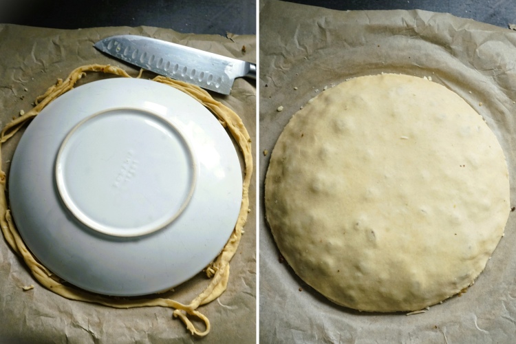 Assembling Sausage Star Bread with Onions and Cheese