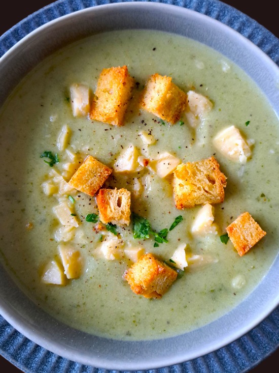 Celery Soup with Homemade Croutons