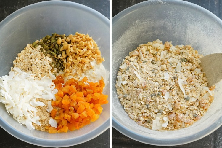 making Apricot, Nut & Seed Oat Slice