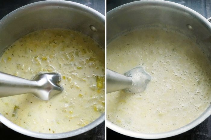 making Leek, Potato & Ham Soup