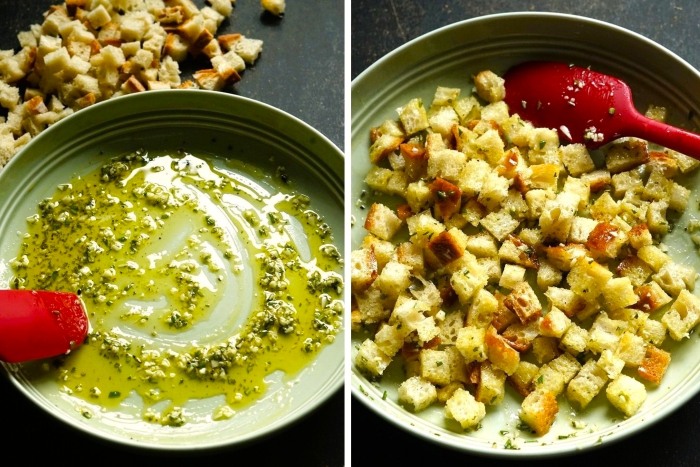 making Homemade Croutons