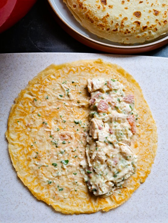 making Chicken and Bacon Crispy Pancakes