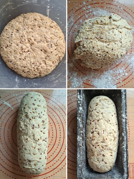 shaping dough for Sunflower, Honey and Oat Bread