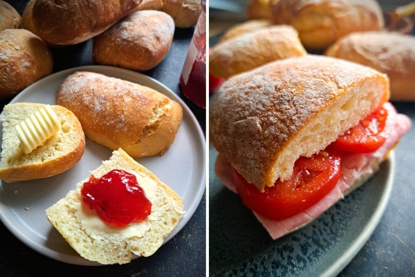Rustic Bread Rolls with sweet and savoury fillings