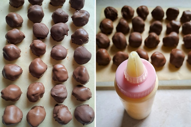 decorating Hot Cross Bun Truffles