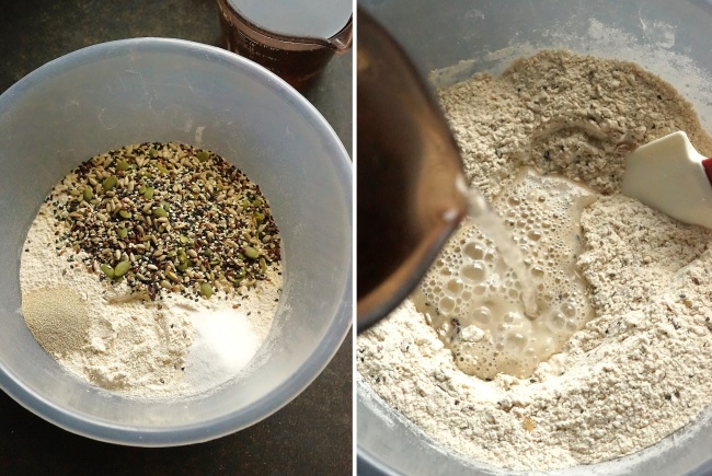 making the dough for Seeded Malthouse Loaf