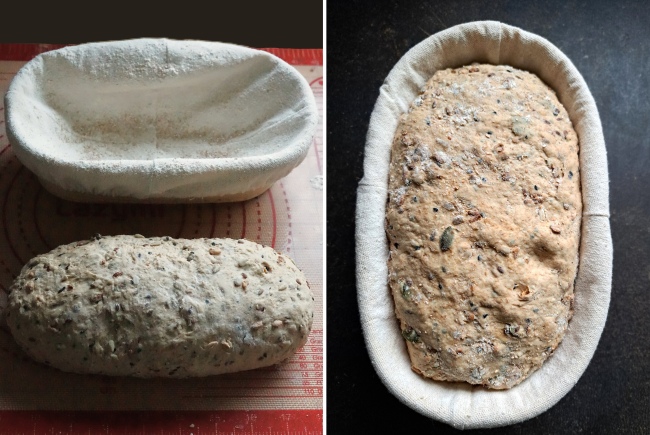 proving the dough for Seeded Malthouse Loaf