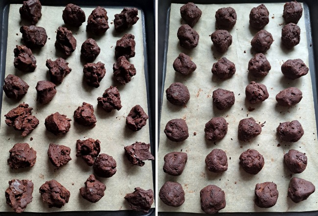 rolling ganache for Hot Cross Bun Truffles